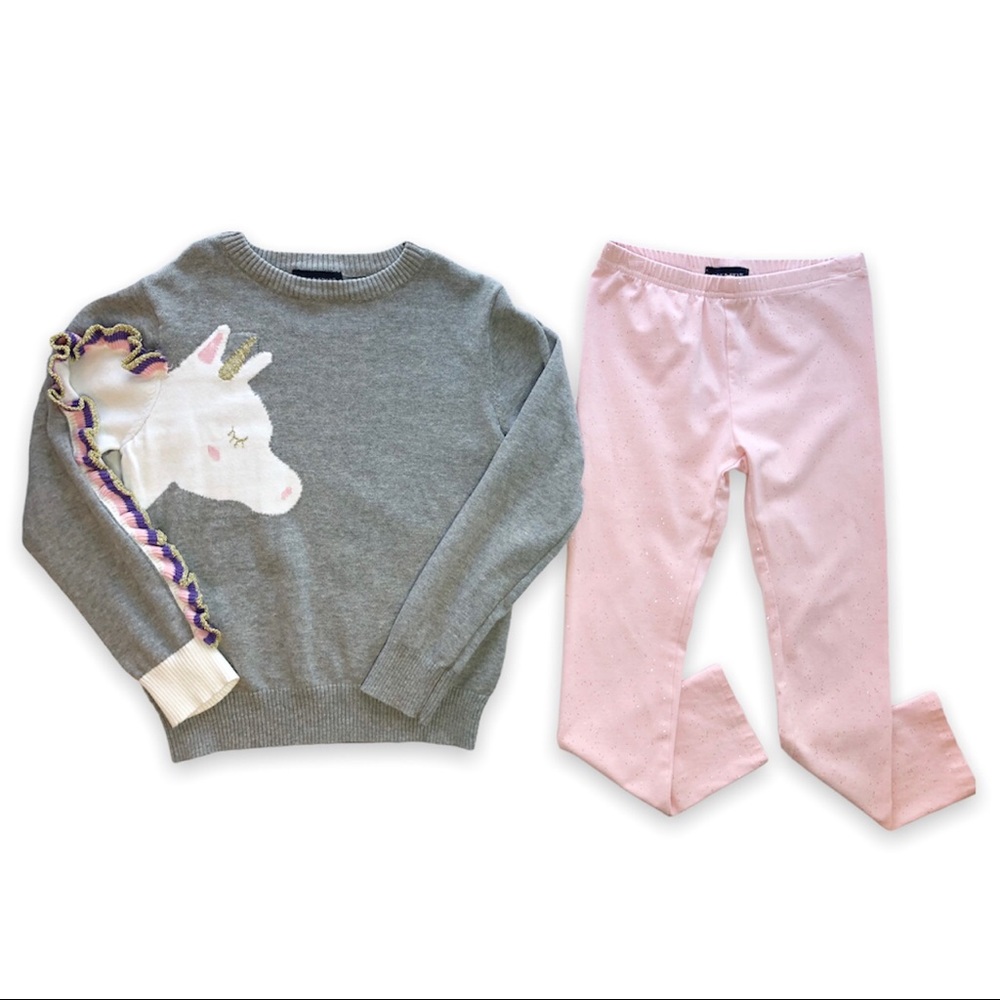 {Andy & Evan} Unicorn Sleeve Sweater & Leggings